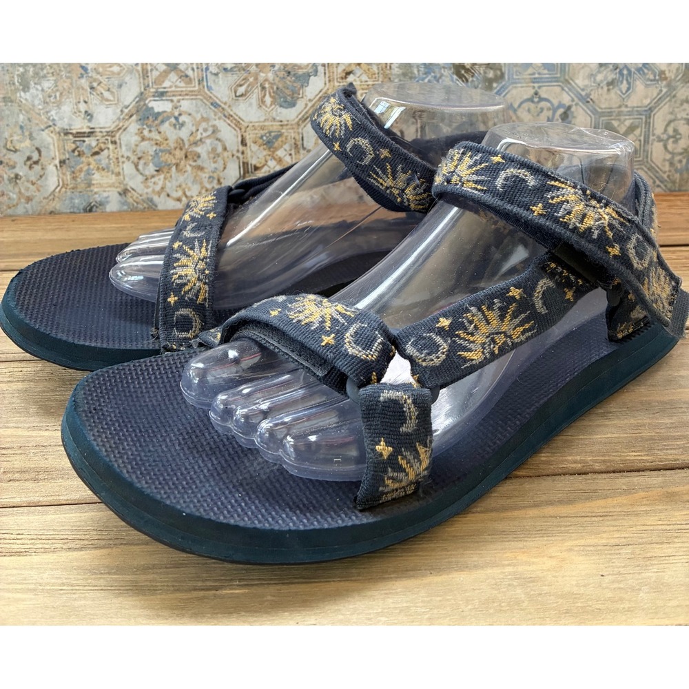Teva Original Universal Sandals Navy Celestial Sun Moon Star Womens 10